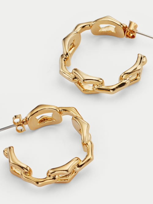 Oval Chain Hoop | Gold
