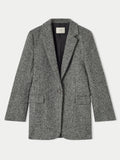 Wool Herringbone Langford Coat | Black