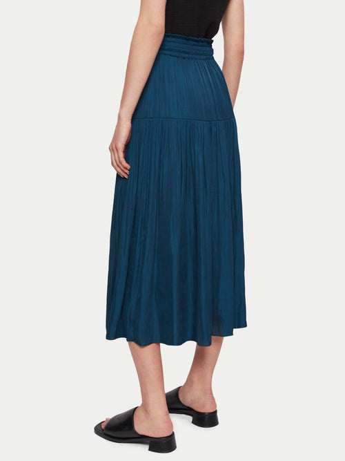 Recycled Satin Midi Skirt | Blue