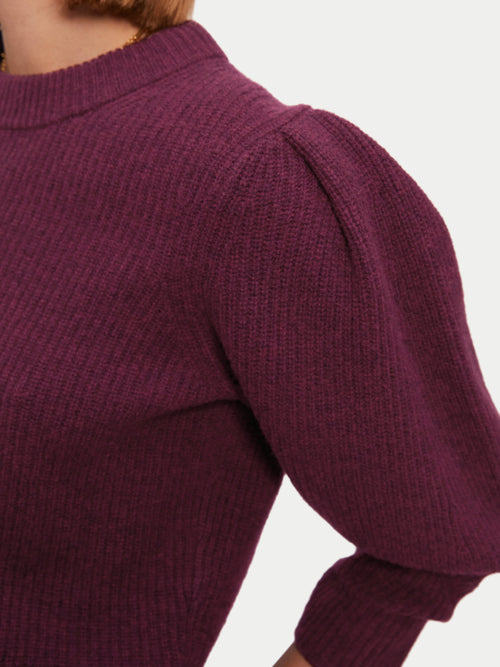 Wool Sculpted Sleeve Jumper | Burgundy
