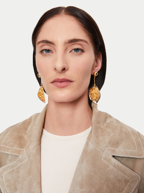 Crushed Gold Resin Earring | Gold