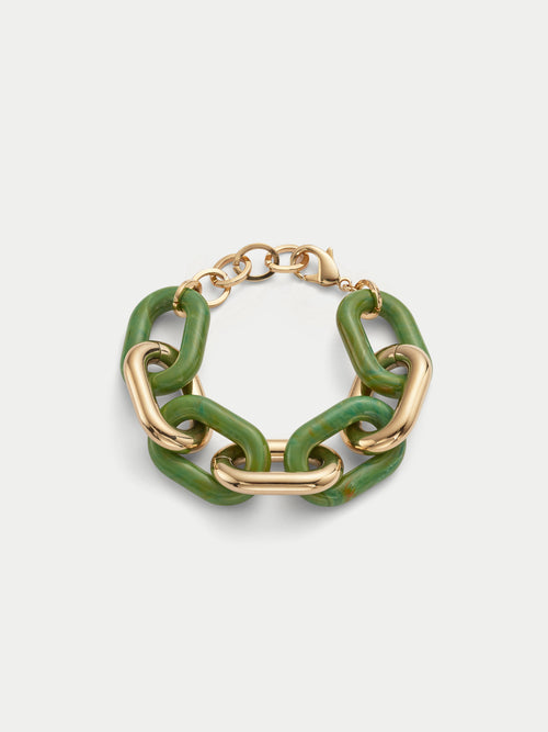 Resin And Metal Chain Bracelet | Green