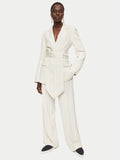 Faille Trim Tuxedo Blazer | White