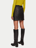 Leather Ruched Waist Mini Skirt | Black