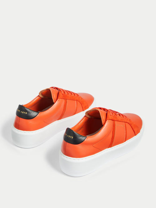 Riva Stripe Leather Trainer | Orange
