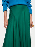 Satin Bias Asymmetric Skirt | Green