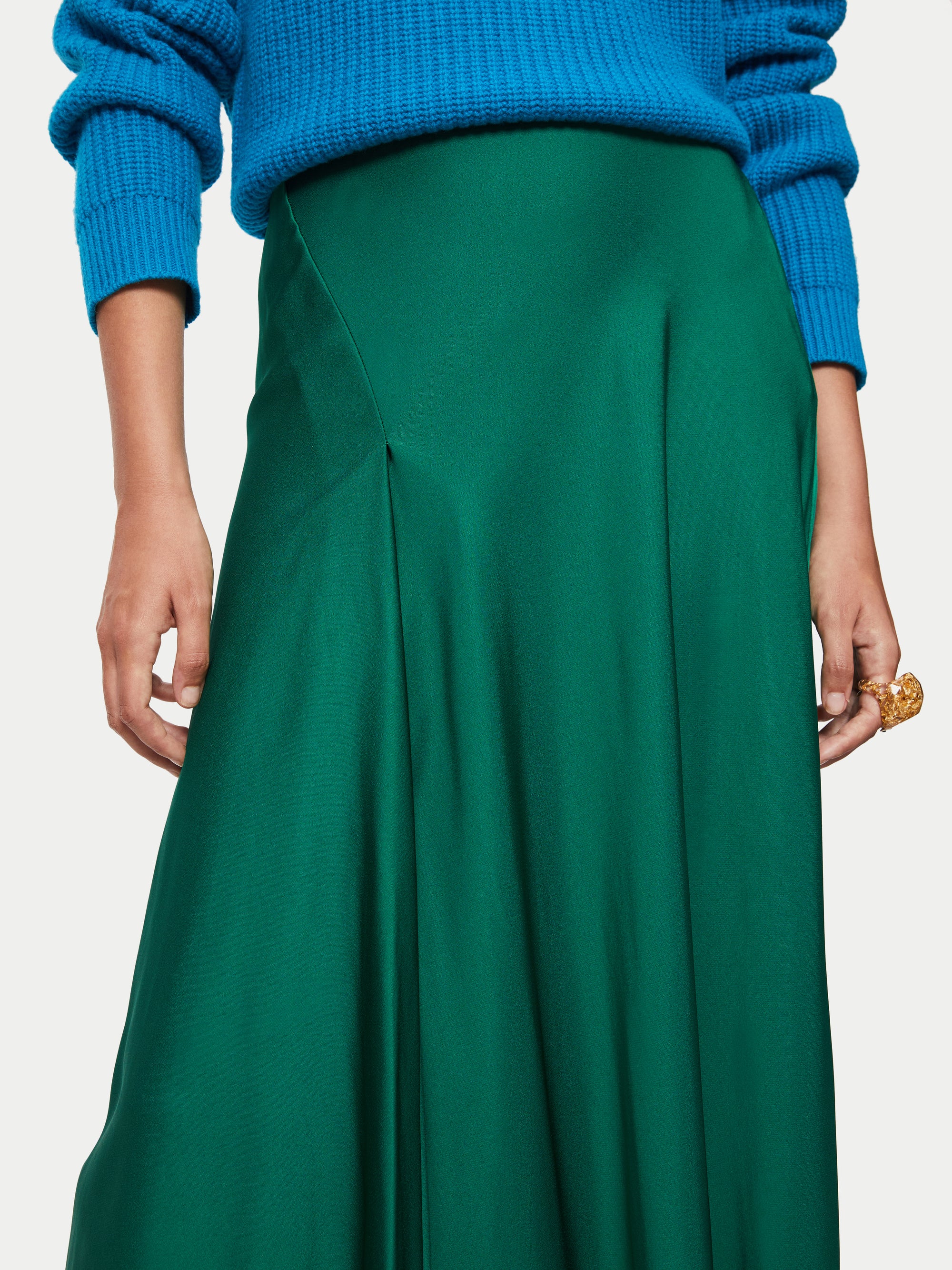 Satin Bias Asymmetric Skirt | Green – Jigsaw