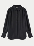 Stitch Detail Silk Shirt | Black