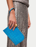 Sophia Croc Leather Pouch | Blue