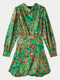 Baroque Arms Silk Mini Dress | Green