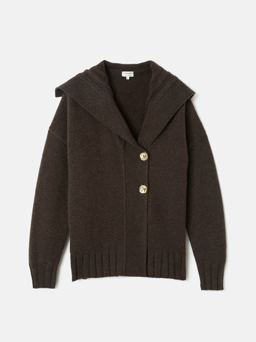 Soft Wool Side Button Cardigan | Brown