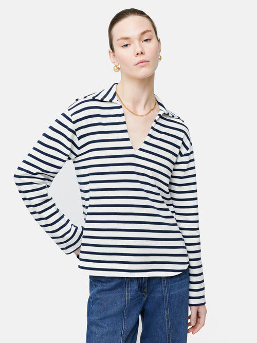 Breton Stripe Sweatshirt | Navy – Jigsaw