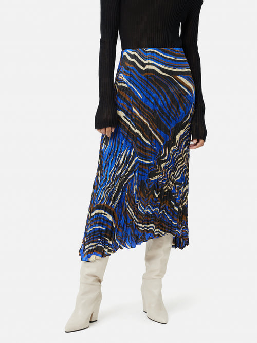 Terrain Silk Viscose Skirt | Blue