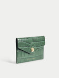 Mia Croc Leather Pouch | Green