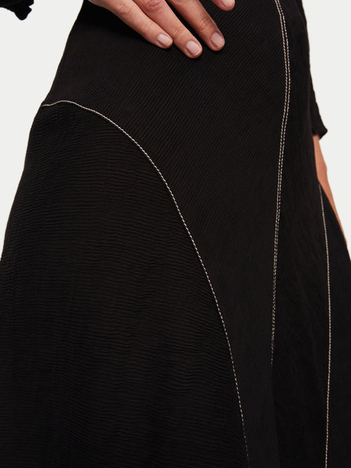 Button Detail Crepe Midi Dress | Black