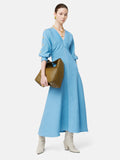 Button Detail Crepe Midi Dress | Blue