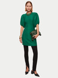 Crinkle Crepe Short Dress | Green