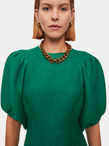 Crinkle Crepe Short Dress | Green