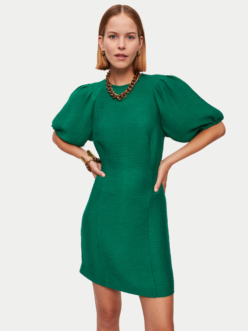 Crinkle Crepe Short Dress | Green