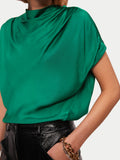 Hammered Satin Blouse | Green