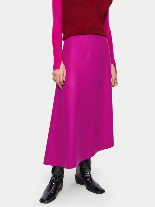 Asymmetric Flannel Skirt | Pink