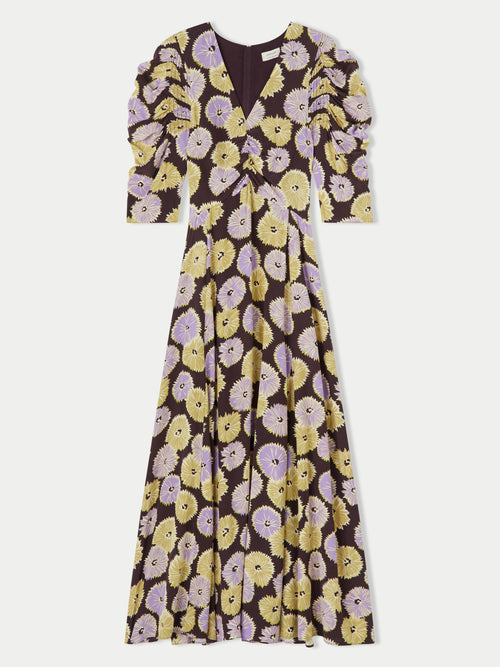Dandelion Floral Midi Dress | Brown
