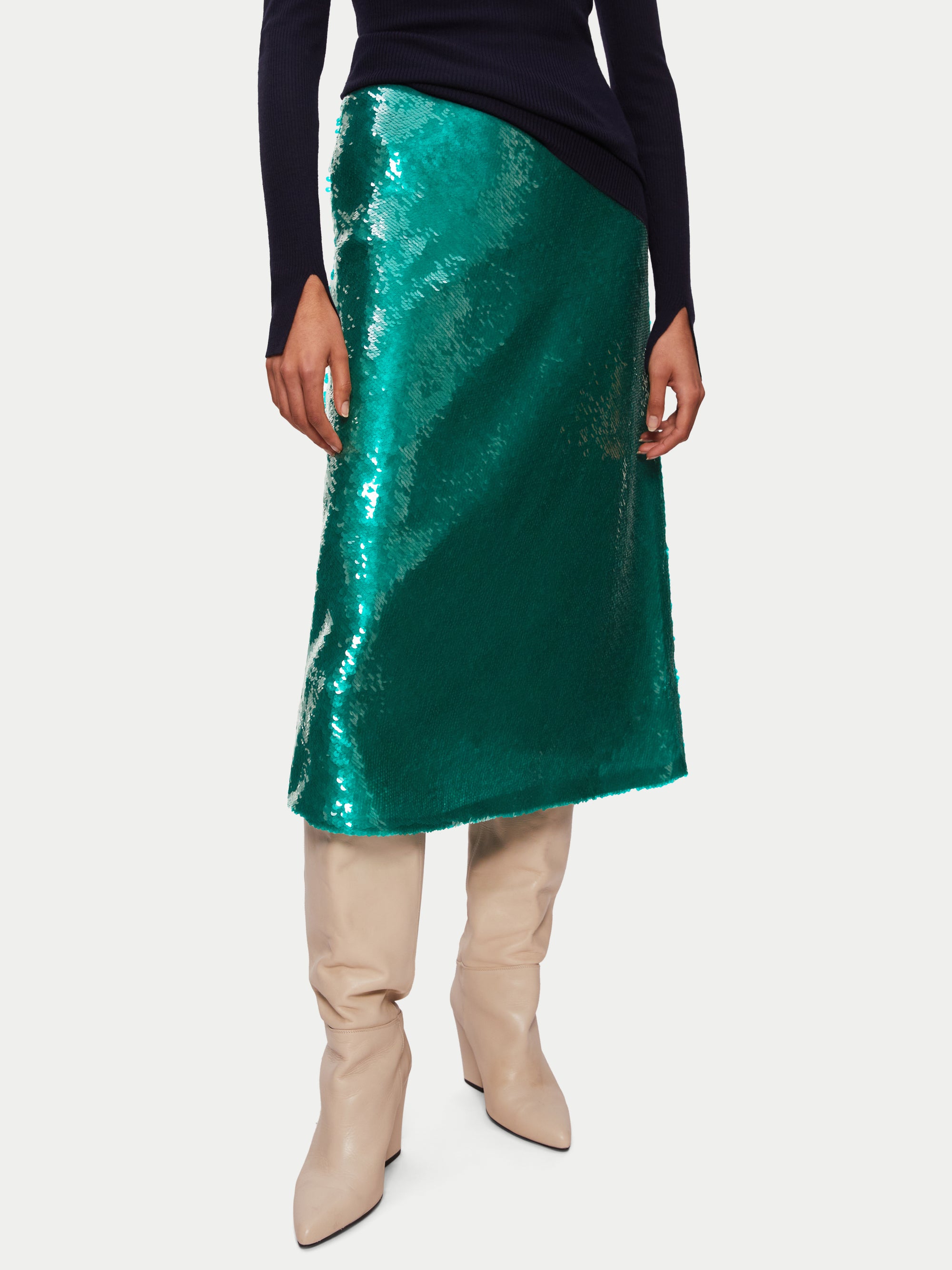 Sequin Midi Skirt | Green – Jigsaw