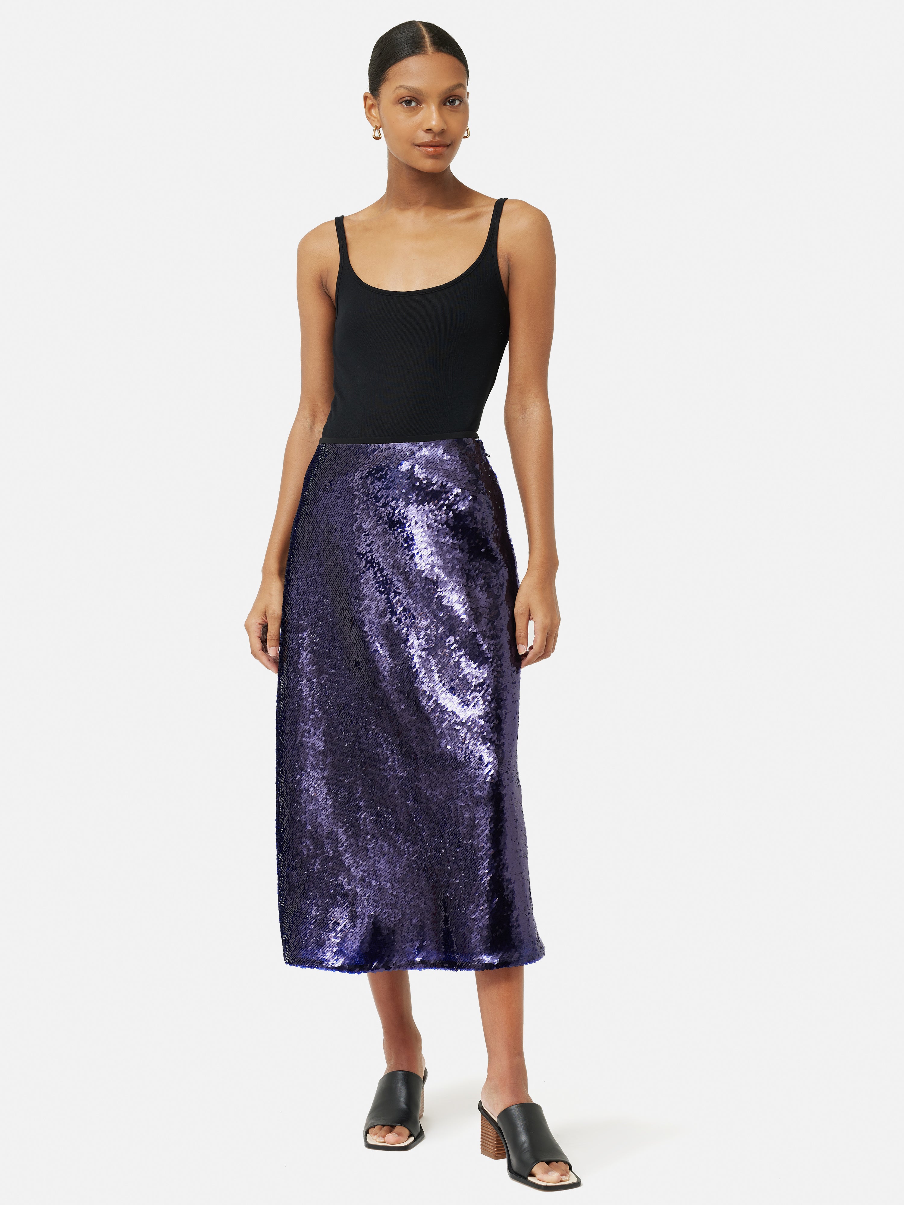 Sequin Midi Skirt | Purple – Jigsaw