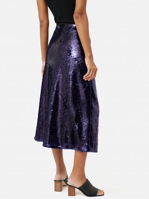 Sequin Midi Skirt | Purple
