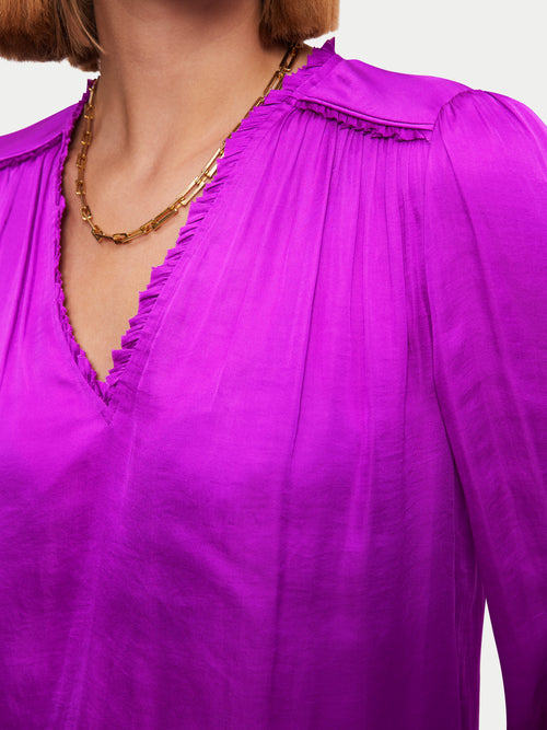 Recycled Satin V Neck Top | Purple