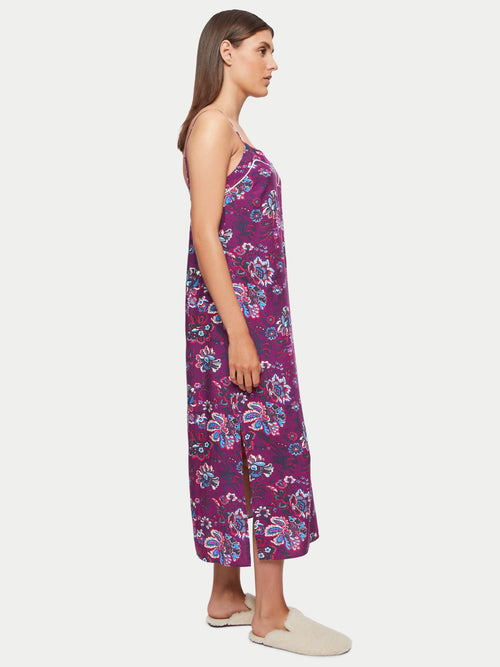 Rococo Floral Modal Night dress | Purple