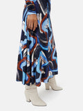 Painted Abstract Ruched Jersey Dress | Blue