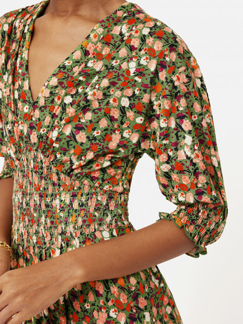 Carnation Smocked Jersey Dress | Green