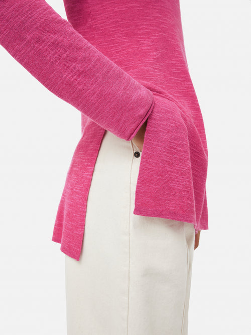 Linen Cotton Crew Neck Jumper | Pink