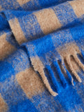 Alpaca Check Blanket Scarf | Blue