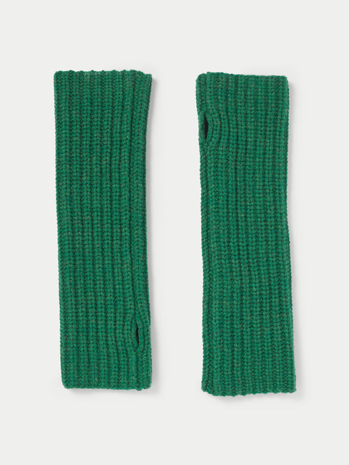 Wool Rib Long Mittens | Green
