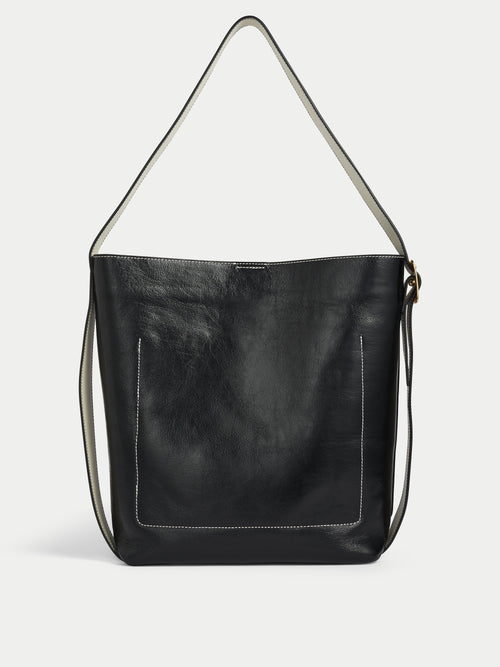 Zoey Buckle Patent Xl Tote | Black