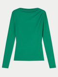 Pleat Long Sleeve Jersey Top | Green