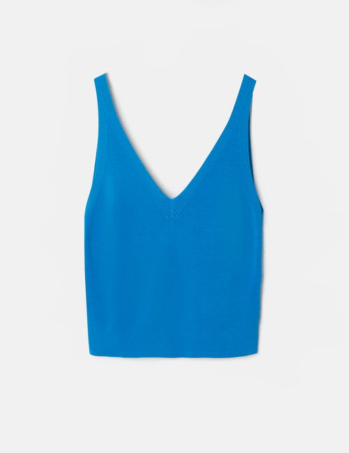 Ribbed Knit Tank Top | Blue