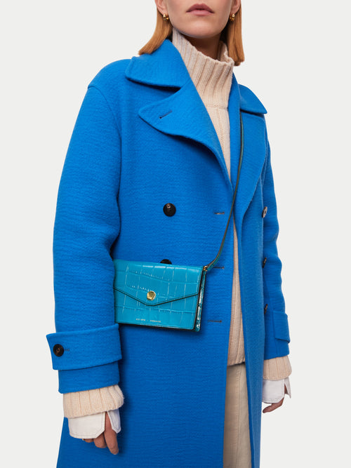 Katie Mini Croc Leather Bag | Blue