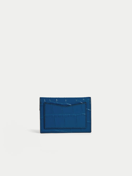 Mille Croc Leather Card Holder | Blue