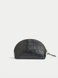 Croc Leather Cosmetic Pouch | Black