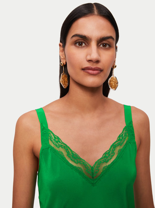 Silk Lace Cami | Green