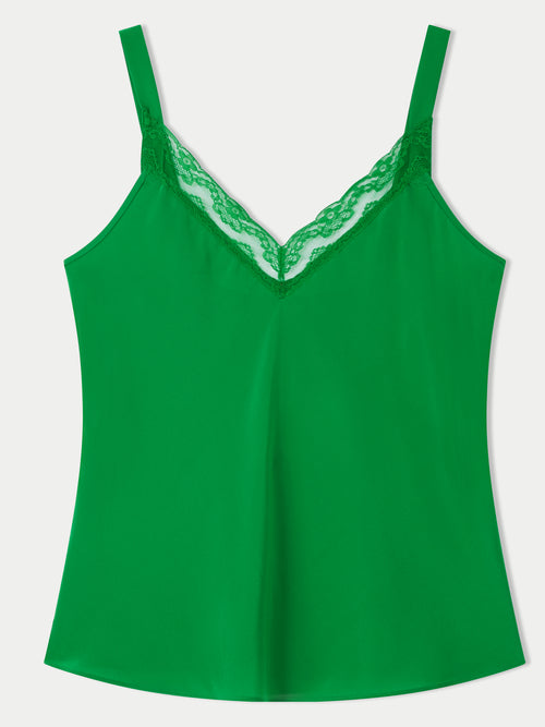 Silk Lace Cami | Green