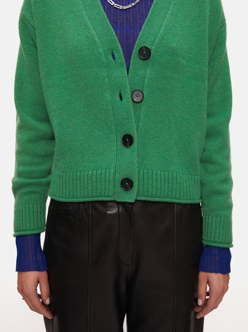 Compact Wool Cashmere Blend Cardigan | Green