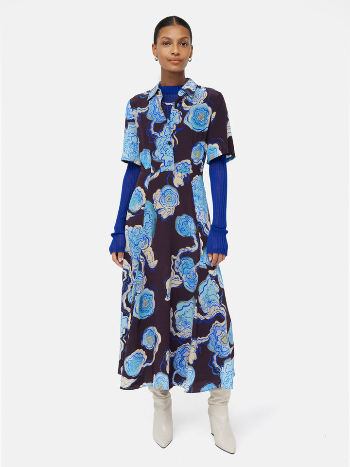 Sharan Ranshi Midi Dress - Blue