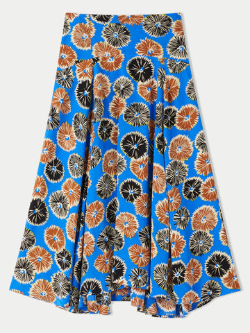 Dandelion Floral Midi Skirt | Blue – Jigsaw