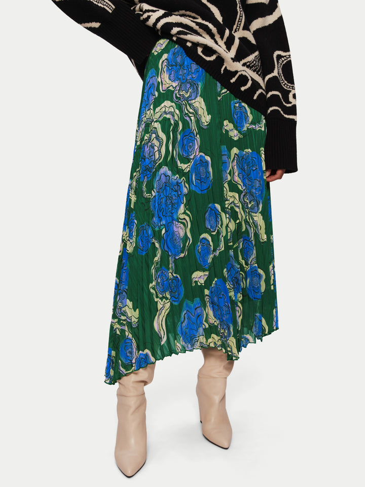 Sharan Ranshi Asymmetric Skirt - Green