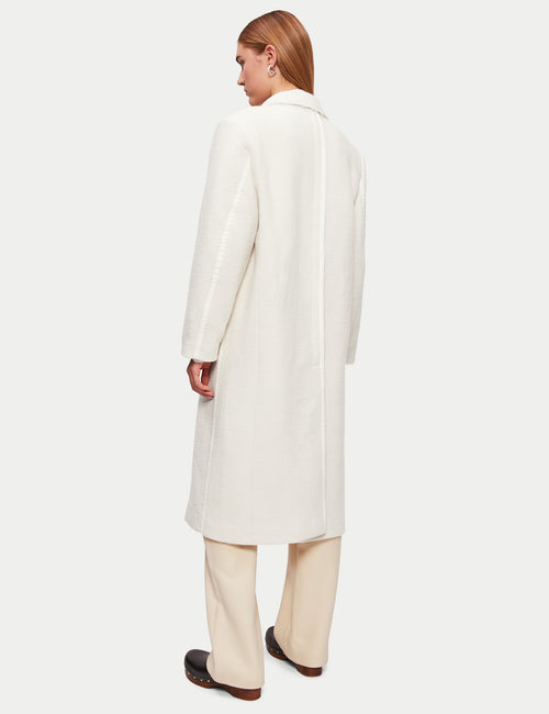 Italian Wool Raw Edge Overcoat | White