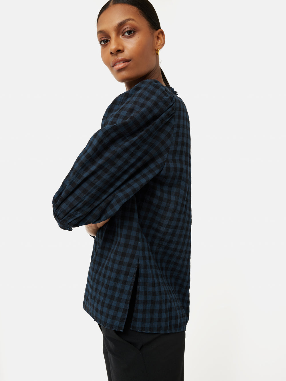 Cotton Gingham Cicelly Top | Navy – Jigsaw